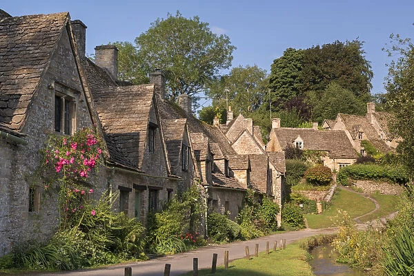 Pretty cottages at Arlington Row in the Cotswolds village of Bibury, Gloucestershire
