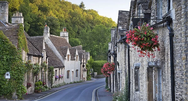 Pretty cottages in the picturesque Cotswolds village of Castle Combe, Wiltshire, England