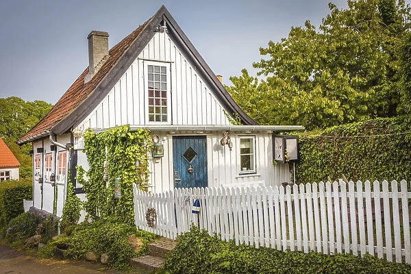 Pretty house in the village of Gudhjem on Bornholm, Denmark