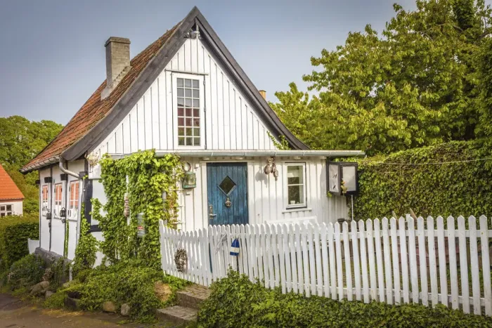 Framed Print : Pretty house in the village of Gudhjem on Bornholm, Denmark Framed Print : Pretty house in the village of Gudhjem on Bornholm, Denmark