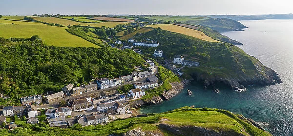 Pretty Portloe, a tiny Cornish harbour fishing village on the south coast of Cornwall, England. Spring (June) 2022