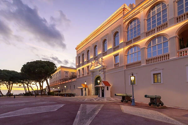 The Prince's Palace of Monaco at Dusk, Monte Carlo, Monaco