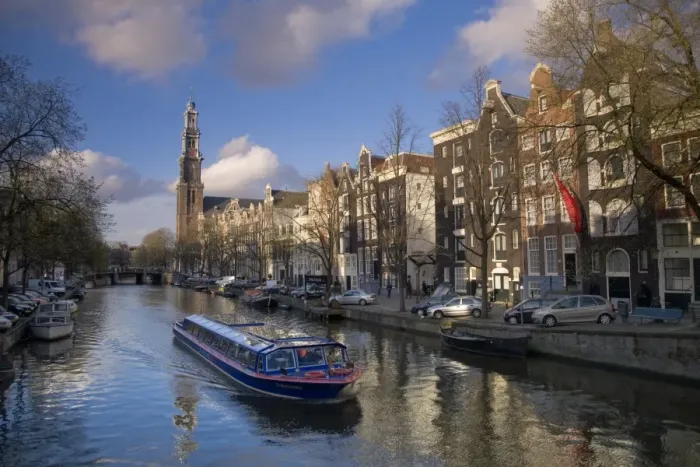 Framed Print : Prinsengracht and Westerkerk in the background, Amsterdam, Holland Framed Print : Prinsengracht and Westerkerk in the background, Amsterdam, Holland