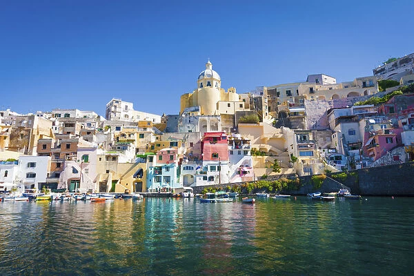 procida island, Naples, Italy. The colorful harbour of La Corricella