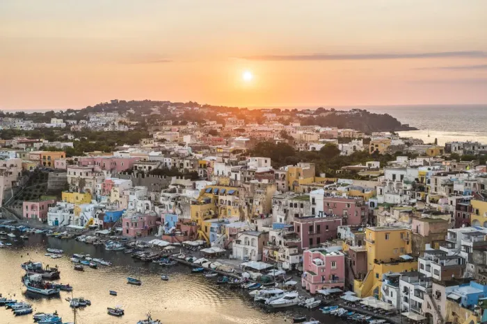 Framed Print : Procida island skyline, Gulf of Naples, Naples province, Campania, Italy Framed Print : Procida island skyline, Gulf of Naples, Naples province, Campania, Italy