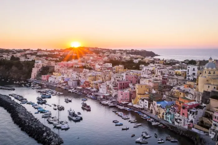 Framed Print : Procida, La Corricella Harbour. Campania, Italy Framed Print : Procida, La Corricella Harbour. Campania, Italy