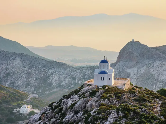 Framed Print : Prophet Elias Church at sunset, Naxos Island, Cyclades, Greece