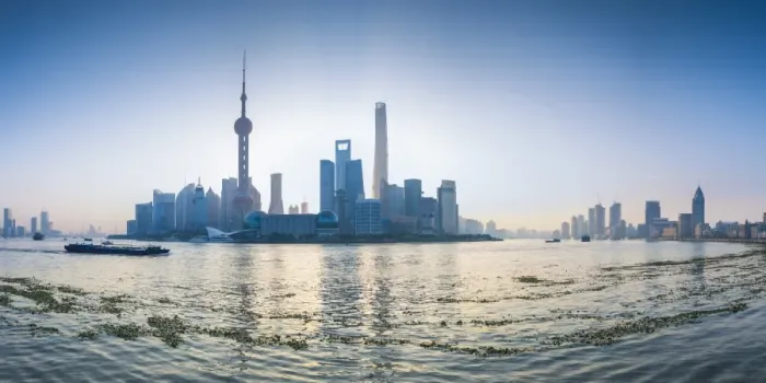 Framed Print : Pudong skyline across the Huangpu river, The Bund, Shanghai, China Framed Print : Pudong skyline across the Huangpu river, The Bund, Shanghai, China