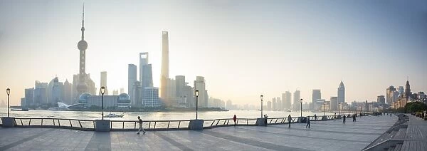 Pudong skyline across the Huangpu river, The Bund, Shanghai, China