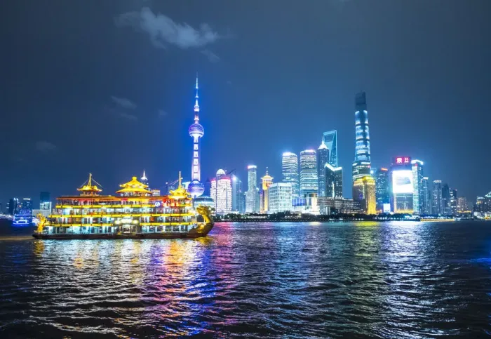 Framed Print : Pudong skyline across the Huangpu river, Shanghai, China Framed Print : Pudong skyline across the Huangpu river, Shanghai, China