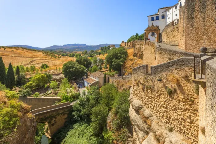 Framed Print : Puente Viejo and Puente Romano over the Tajo Gorge, Ronda, Andalusia, Spain