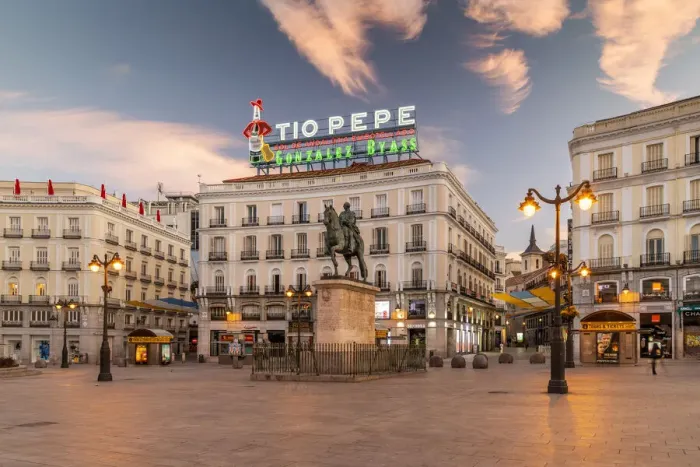 Framed Print : Puerta del Sol square at sunrise, Madrid, Community of Madrid, Spain Framed Print : Puerta del Sol square at sunrise, Madrid, Community of Madrid, Spain