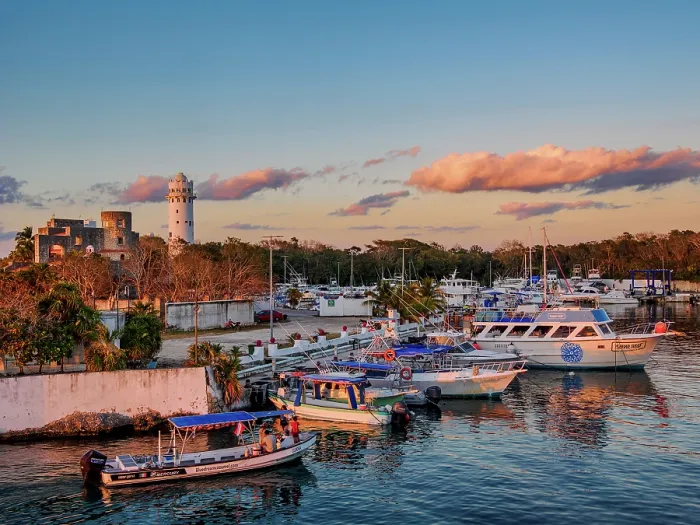 Framed Print : Puerto de Abrigo at sunset, San Miguel de Cozumel, Cozumel Island, Quintana Roo State, Mexico