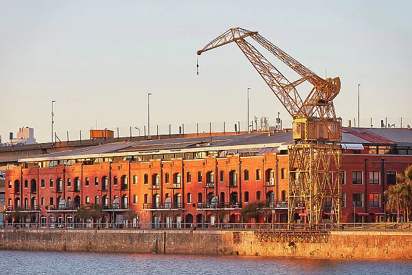 A Puerto Madero's yellow crane at sunrise, Buenos Aires, Argentina