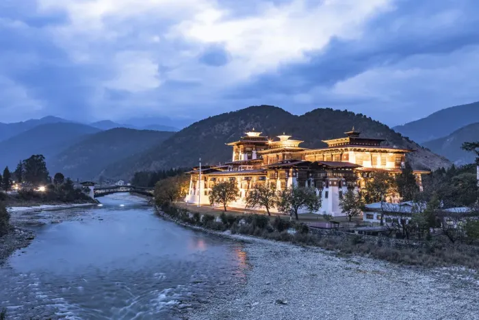 Framed Print : Punakha Dzong at night, Punakha, Punakha District, Bhutan