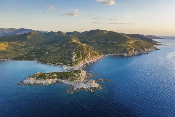 Framed Print : Punta Molentis cape and beach, Villasimius, Cagliari, Sardinia, Italy