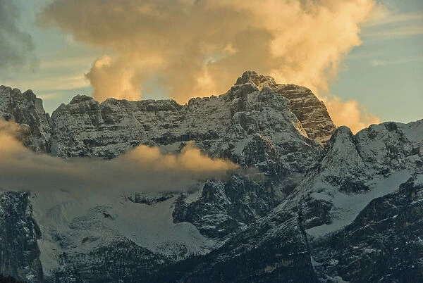 Punta Sorapiss, 3205m, shot during sunset, is part of the Ampezzane Dolomites