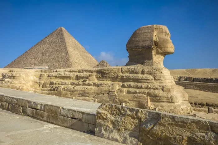 Framed Print : Pyramid of Cheops and the Sphinx, Pyramids of Giza, Giza, Cairo, Egypt
