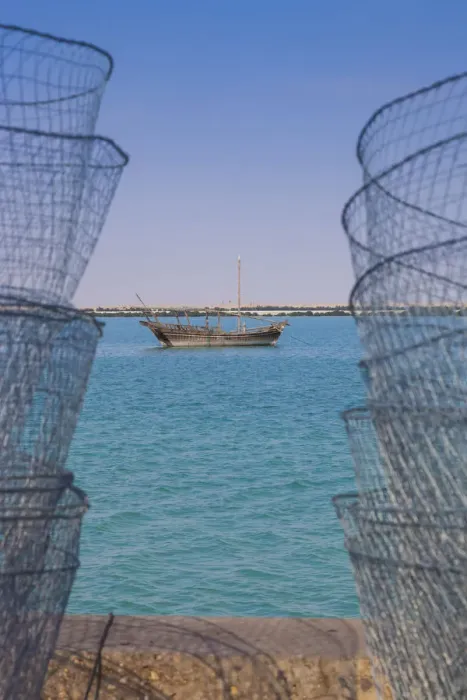 Framed Print : Qatar, Al-Khor, fishing port with wired fishing baskets Framed Print : Qatar, Al-Khor, fishing port with wired fishing baskets
