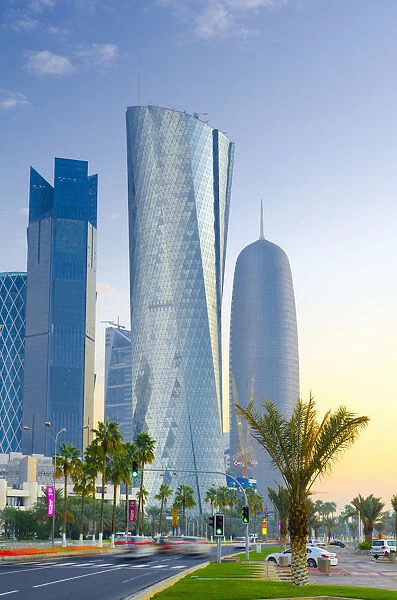 Qatar, Doha, left to right Palm Tower, Al Bidda Tower and Burj Qatar