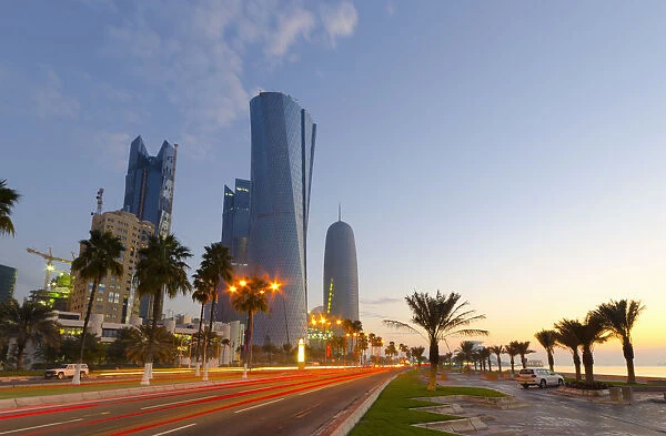 Qatar, Doha, left to right Palm Tower, Al Bidda Tower and Burj Qatar