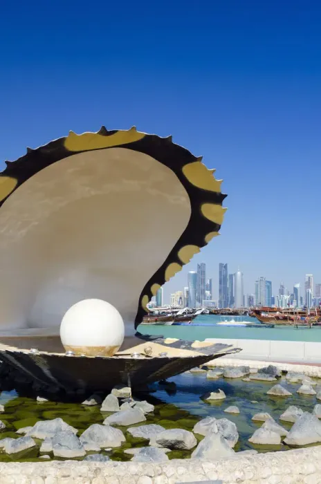 Framed Print : Qatar, Doha, Modern Skyline and Pearl Monument Framed Print : Qatar, Doha, Modern Skyline and Pearl Monument