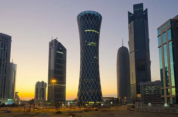 Qatar, Doha, right to left Palm Tower, Burj Qatar, Tornado Tower