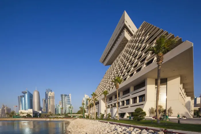 Framed Print : Qatar, Doha, Sheraton Doha Hotel, exterior with West Bay skyline Framed Print : Qatar, Doha, Sheraton Doha Hotel, exterior with West Bay skyline