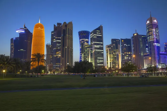 Framed Print : Qatar, Doha, Sheraton Park and West Bay buildings Framed Print : Qatar, Doha, Sheraton Park and West Bay buildings