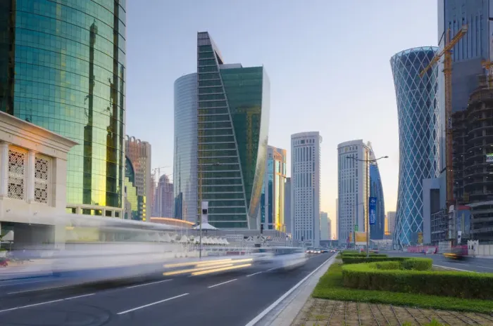 Framed Print : Qatar, Doha, Tornado Tower on right Framed Print : Qatar, Doha, Tornado Tower on right