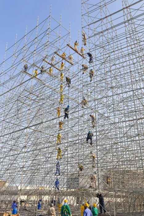 Framed Print : Qatar, Middle East, Arabian Peninsula, Doha, Scaffolding construction being erected Framed Print : Qatar, Middle East, Arabian Peninsula, Doha, Scaffolding construction being erected