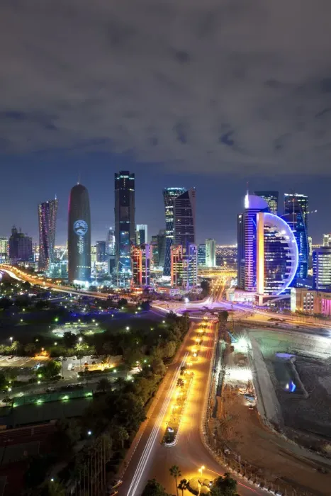 Framed Print : Qatar, Middle East, Arabian Peninsula, Doha, new skyline of the West Bay central financial Framed Print : Qatar, Middle East, Arabian Peninsula, Doha, new skyline of the West Bay central financial