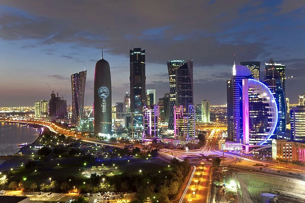 Qatar, Middle East, Arabian Peninsula, Doha, new skyline of the West Bay central financial