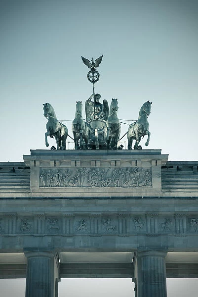Quadriga statue on top of the Brandenburg Gate, Berlin, Germany