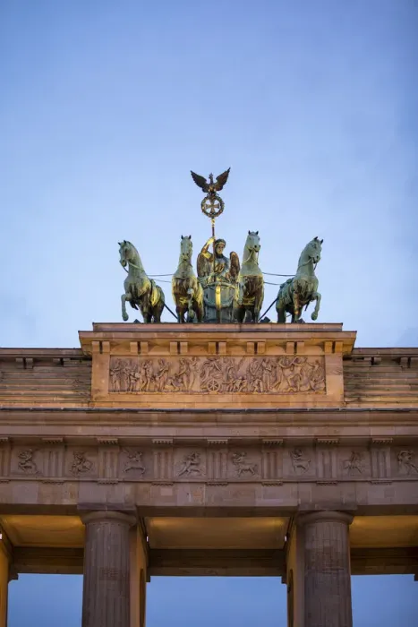 Framed Print : Quadriga statue on top of the Brandenburg Gate, Berlin, Germany