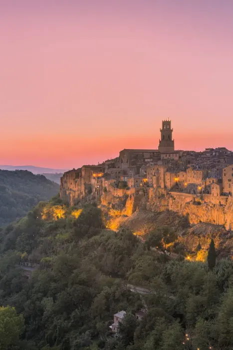 Framed Print : The quaint old town of Pitigliano known as the little Jerusalem at dusk, Grosseto Framed Print : The quaint old town of Pitigliano known as the little Jerusalem at dusk, Grosseto