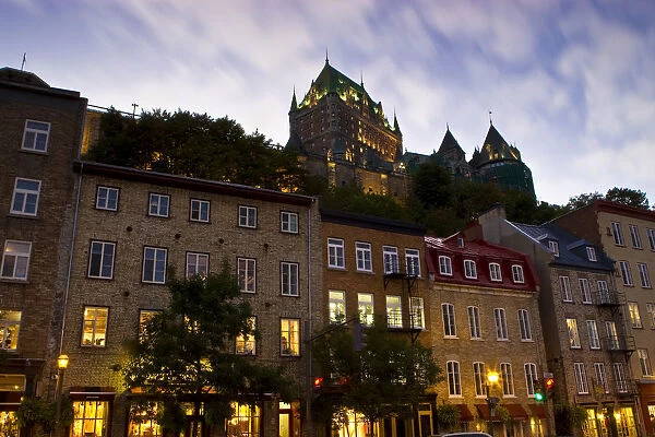 Quebec City, Canada. The Chateau Frontenac from the lower town or bas ville in old