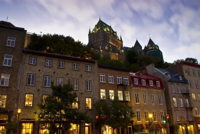 Framed Print : Quebec City, Canada. The Chateau Frontenac from the lower town or bas ville in old Framed Print : Quebec City, Canada. The Chateau Frontenac from the lower town or bas ville in old