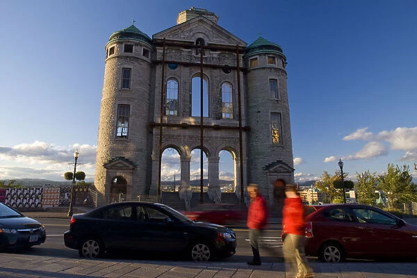 Quebec City, Canada. The facade of a church awaiting desctruction in Quebec City Canada