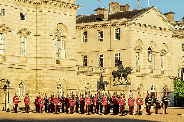 The Queens guards during Beating the Retreat. This is a military ceremony dating back to the 17th-century. Westminster, London, England, Uk