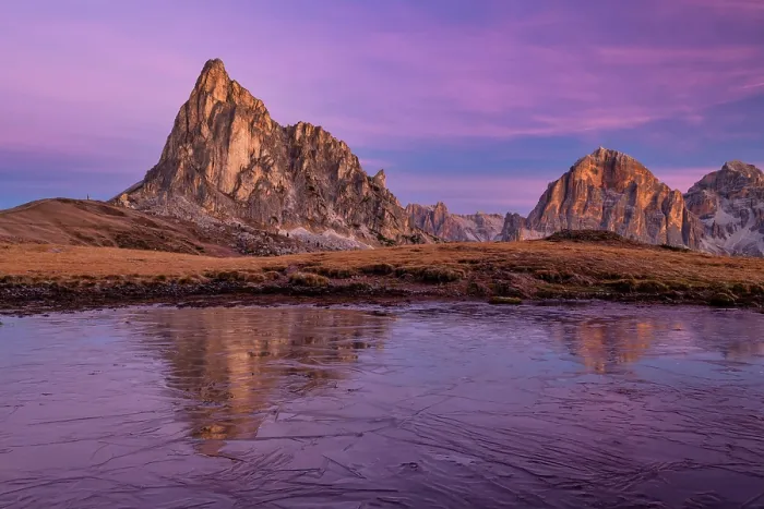 Framed Print : Ra Gusela Reflections at Dawn, Passo Giau, Cortina, Belluno Province, Dolomites, Italy Framed Print : Ra Gusela Reflections at Dawn, Passo Giau, Cortina, Belluno Province, Dolomites, Italy