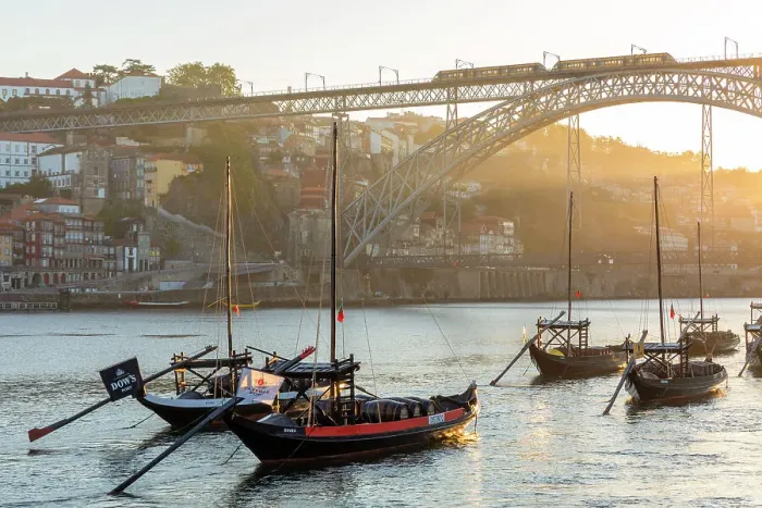 Framed Print : Rabelo Boats on the River Douro with the Dom Luis l Bridge, Porto, Portugal, Southern Europe Framed Print : Rabelo Boats on the River Douro with the Dom Luis l Bridge, Porto, Portugal, Southern Europe
