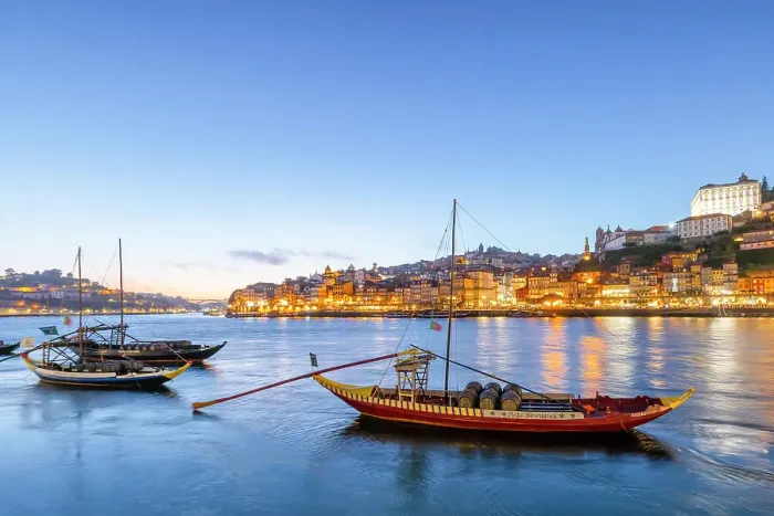 Framed Print : Rabelo Boats on the River Douro at Dusk, Porto, Portugal, Southern Europe Framed Print : Rabelo Boats on the River Douro at Dusk, Porto, Portugal, Southern Europe