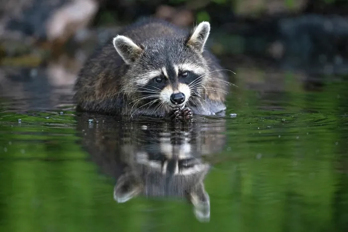 Framed Print : A raccoon foraging for crayfish in Sharbot Lake, Ontario, Canada Framed Print : A raccoon foraging for crayfish in Sharbot Lake, Ontario, Canada