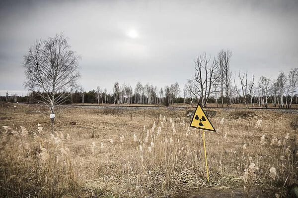 Radiation warning signs, Red Forest, Chernobyl Exclusion Zone, Ukraine