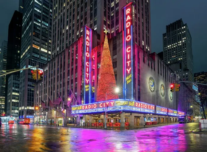 Framed Print : Radio City with christmas decoration Manhattan, New York City, USA Framed Print : Radio City with christmas decoration Manhattan, New York City, USA