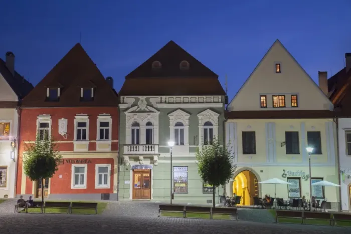 Framed Print : Radnicne Square at dusk, Bardejov (UNESCO World Heritage Site), Presov Region, Slovakia