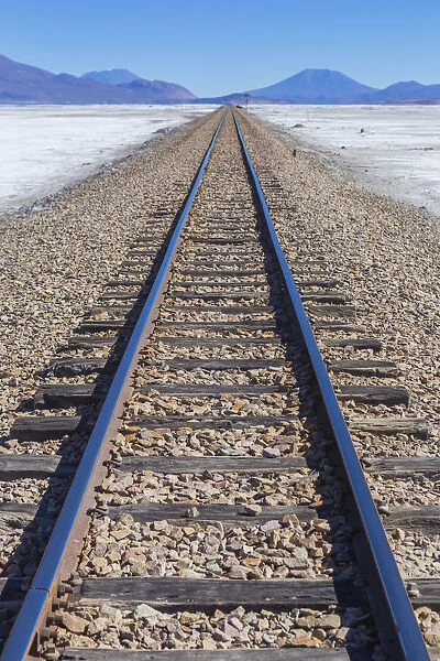 Railway to Chile, Uyuni salt flat, Salar de Uyuni, Potosi department, Bolivia