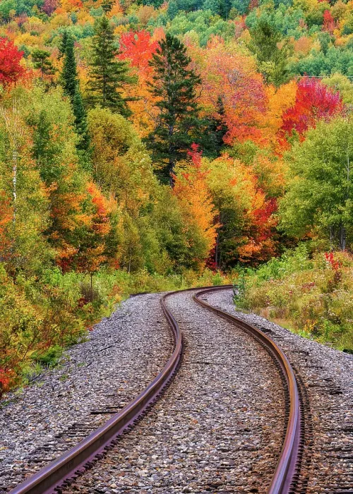 Framed Print : Railway Tracks in Autumn, Northeast Kingdom, Vermont, USA