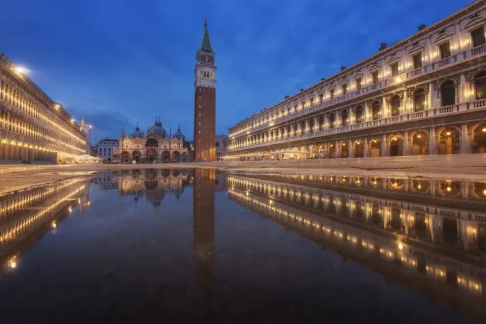 Framed Print : rain puddle reflectio at St. Mark Square, Venice, Italy Framed Print : rain puddle reflectio at St. Mark Square, Venice, Italy